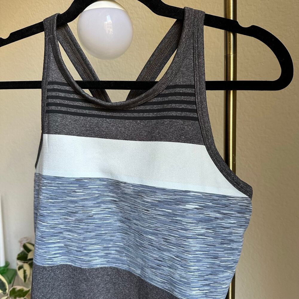 prAna Grey Striped Active Racerback Tank Top - Picture 3 of 7